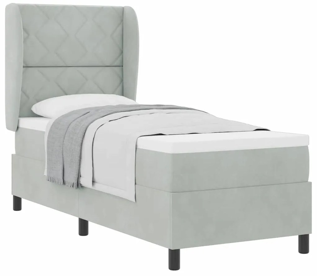 Cama com Estrado e Colchão Cinzento-claro 80x200 cm em Veludo