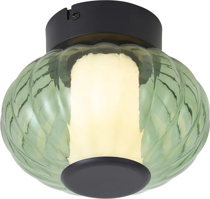Candeeiro de Teto de Design Preto 18cm com Vidro Verde Incl. LED Regulável em 3 Passos - Margherite