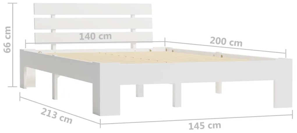 Estrutura de cama com cabeceira 140x200 cm pinho maciço branco