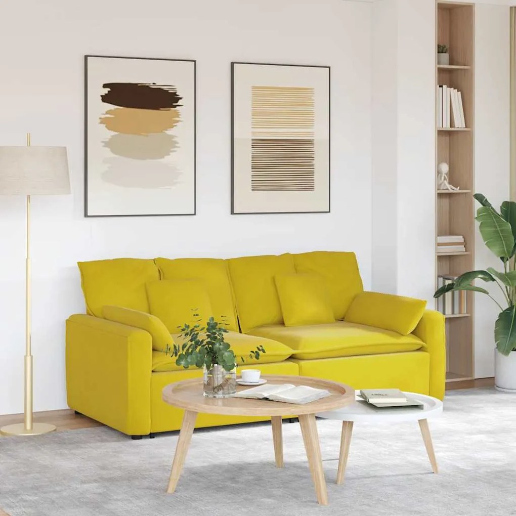 vidaXL Sofá modular com almofadas amarelo