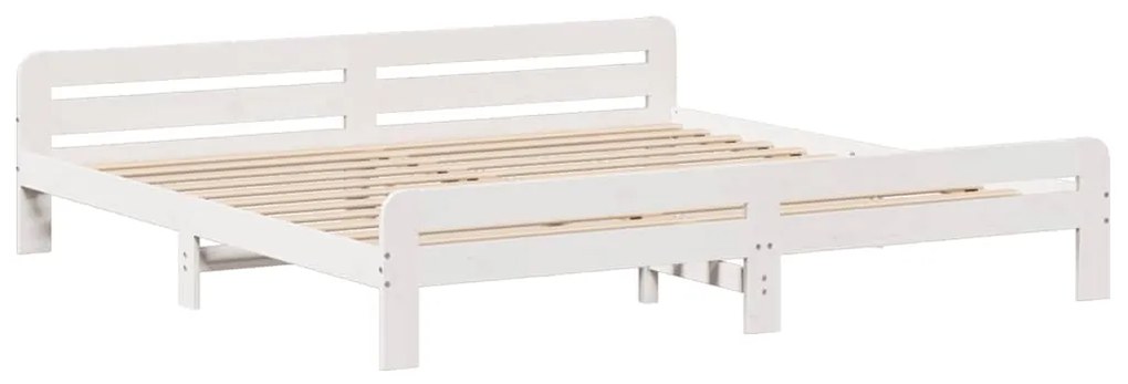 Cama sem colchão 200x200 cm madeira de pinho maciça branco