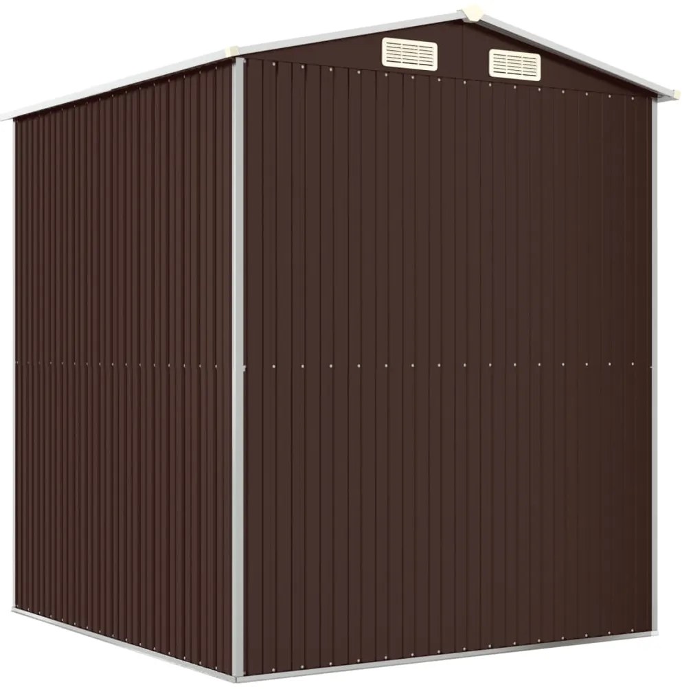 Abrigo de jardim 192x191x223 cm aço galvanizado castanho-escuro