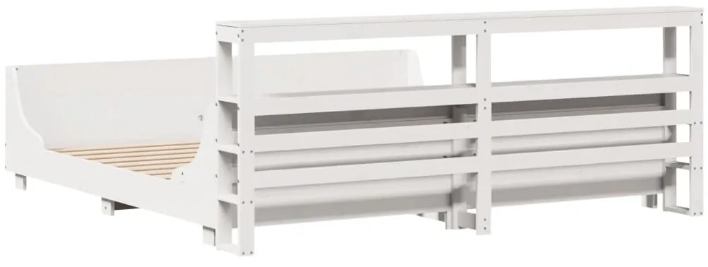 Cama sem colchão 200x200 cm madeira de pinho maciça branco
