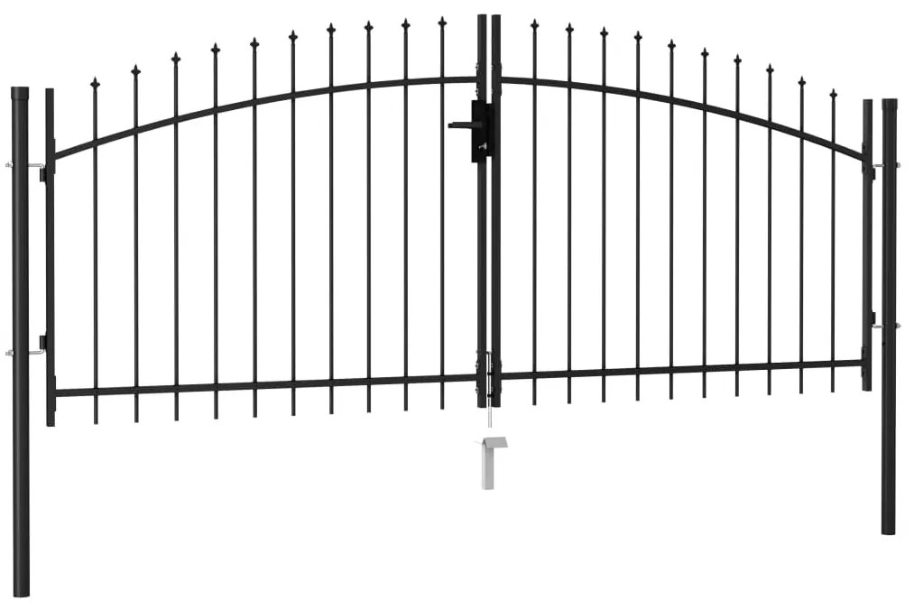 Portão p/ cerca porta dupla topo em espetos 3x1,25 m aço preto