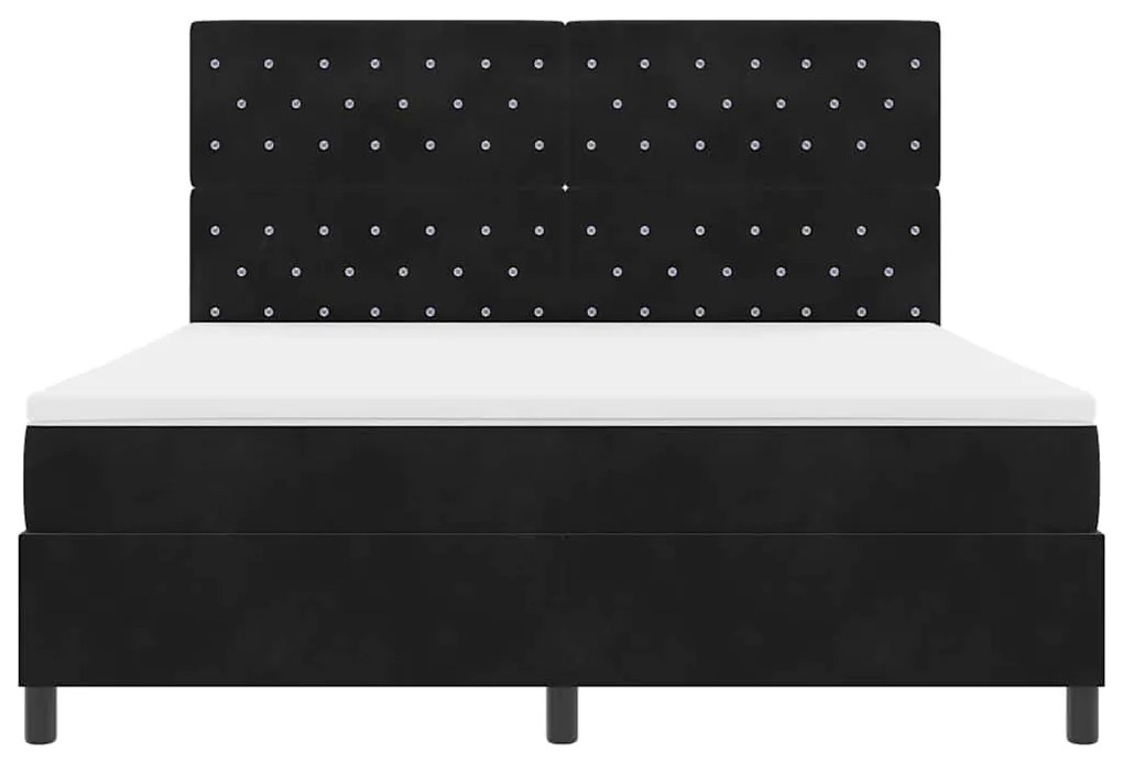 Cama Box Spring com Colchão &amp; LED Preto 180x200 cm Veludo
