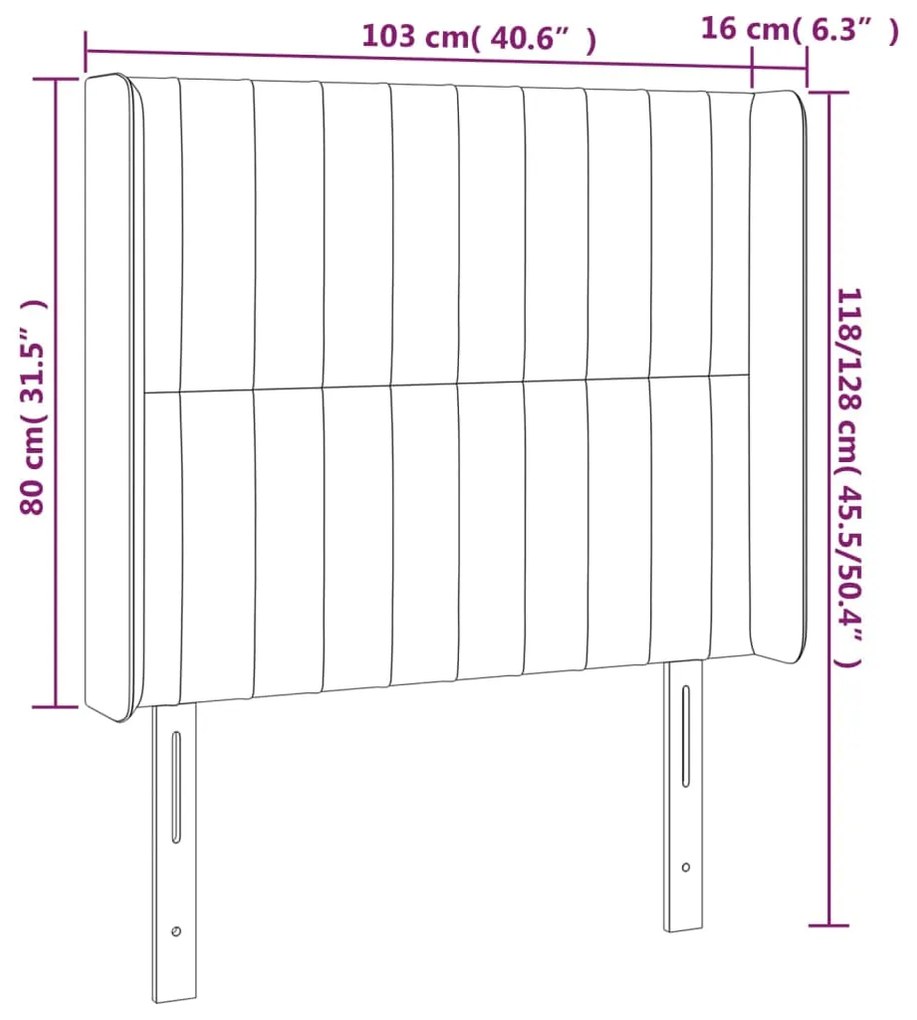 Cabeceira de cama c/ abas tecido 103x16x118/128 cm creme