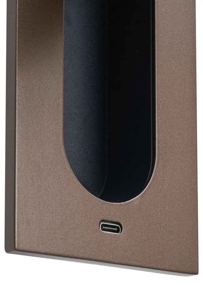 Candeeiro de Parede Moderno Bronze Escuro Incl. LED e Porta USB-C - Hilton