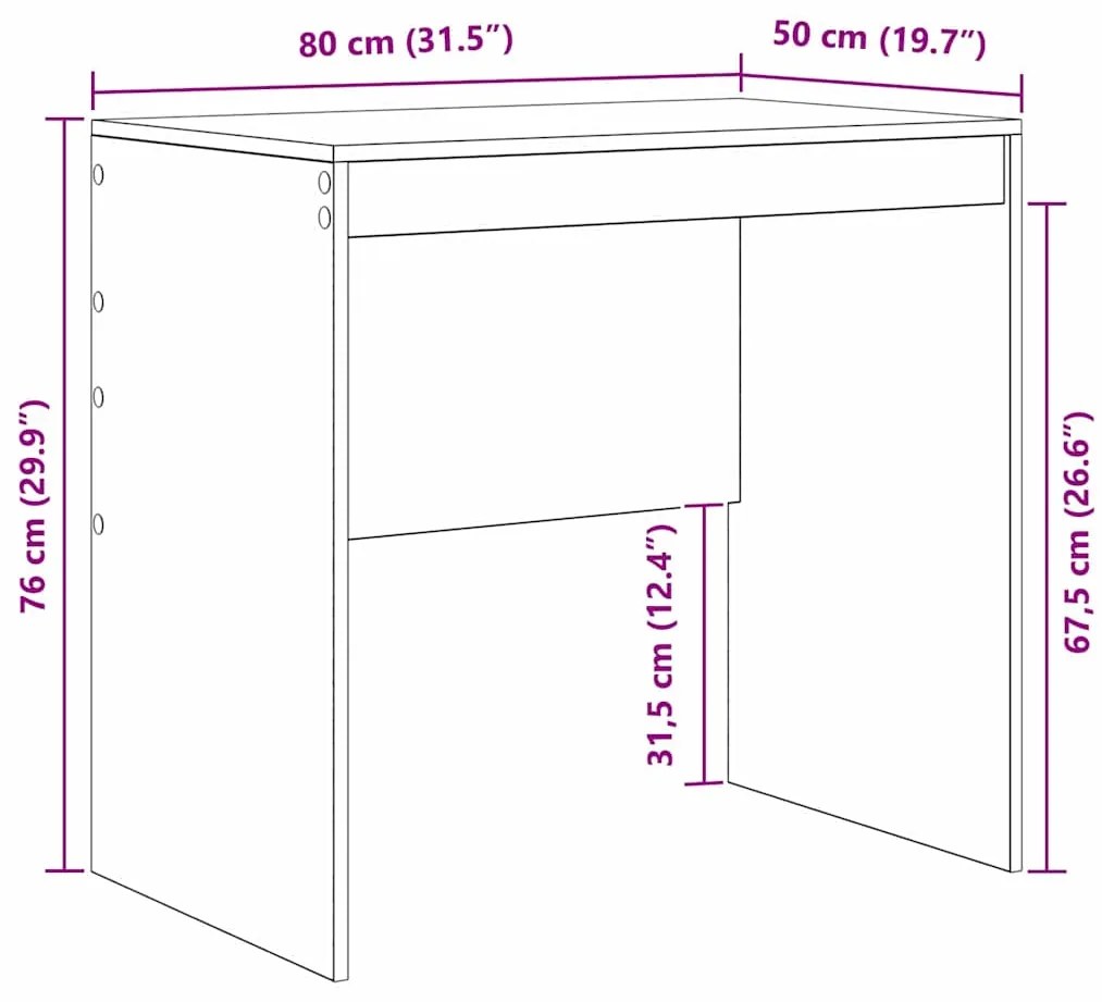 Mesa Betão Cinza 80x50x76 cm Madeira engenheirada