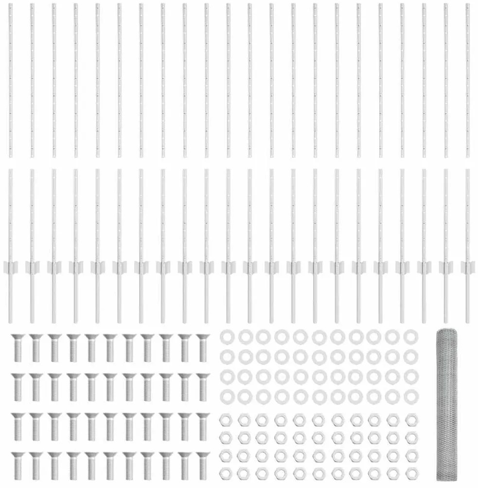 Postes de Cerca 22 pcs U-Channel 120 cm Aço Galvanizado