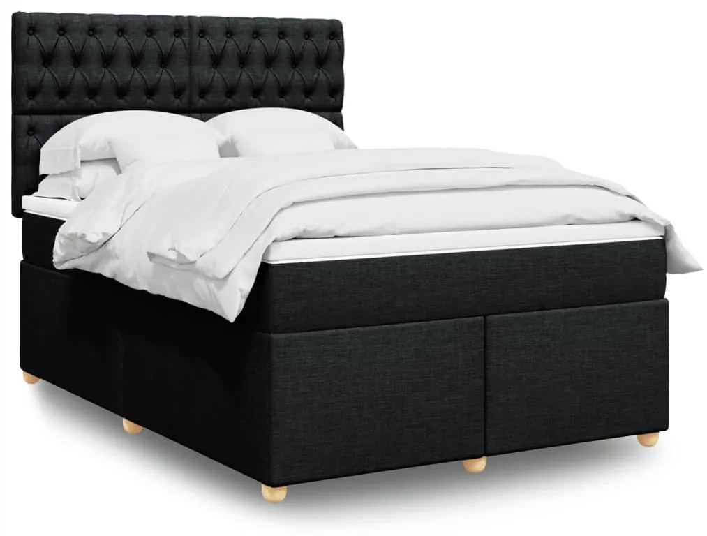 Cama com molas/colchão 160x200 cm tecido preto