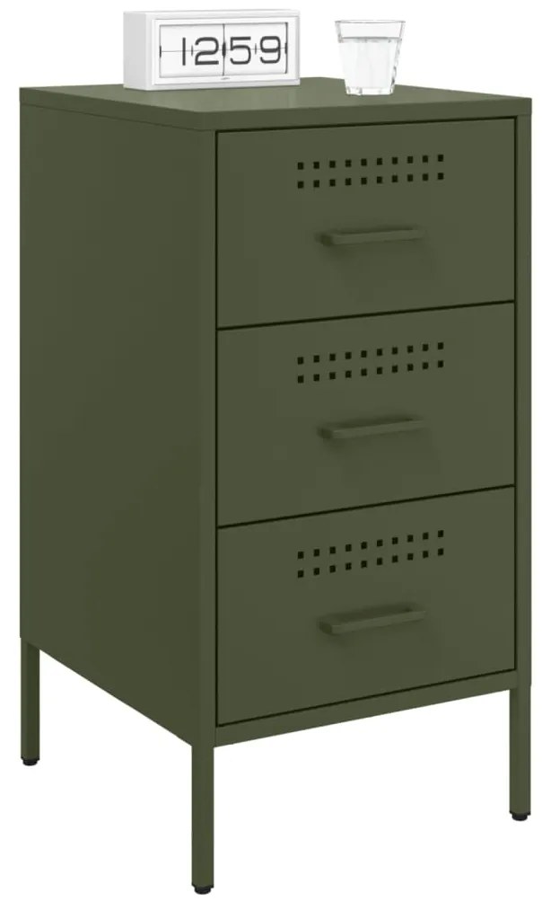 Mesas de cabeceira 2 pcs 36x39x68 cm aço verde-azeitona