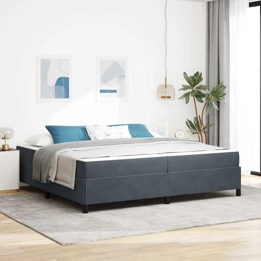 vidaXL Estrutura da Cama Branco e Cinza Claro 200 x 200 cm Veludo