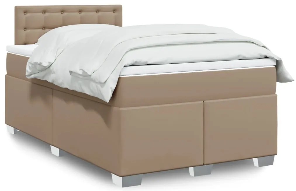 Cama com molas/colchão 120x200 cm couro artificial cappuccino