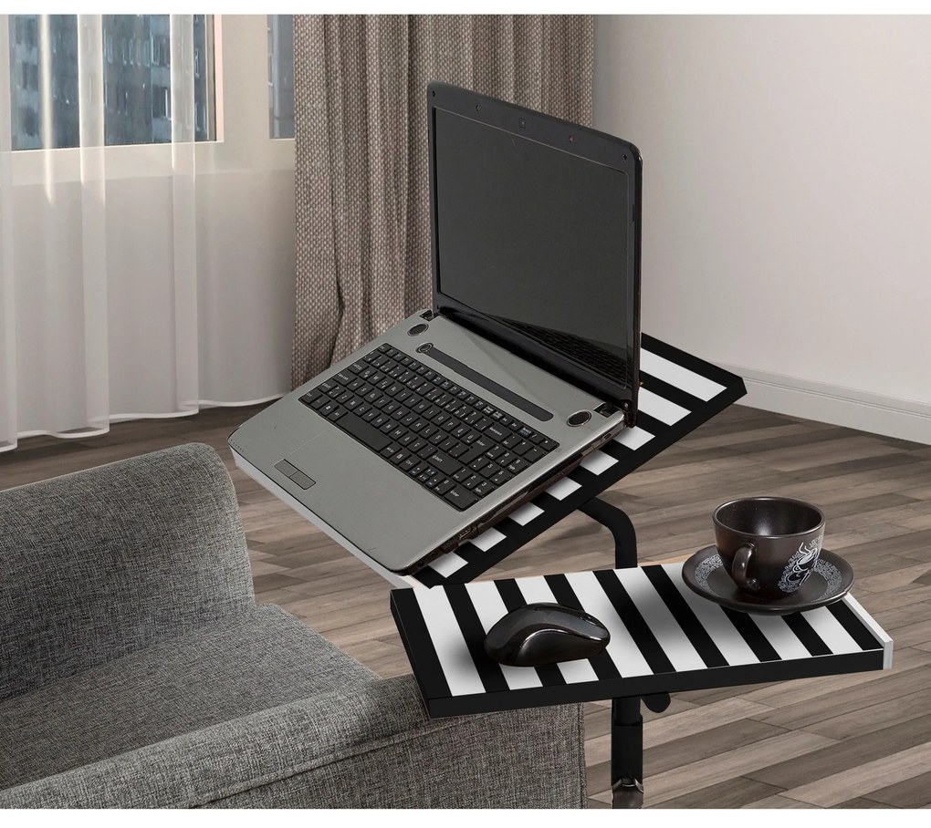 Secretária Ajustável Glen – Branco/Preto – Total: Largura 67 cm x Altu