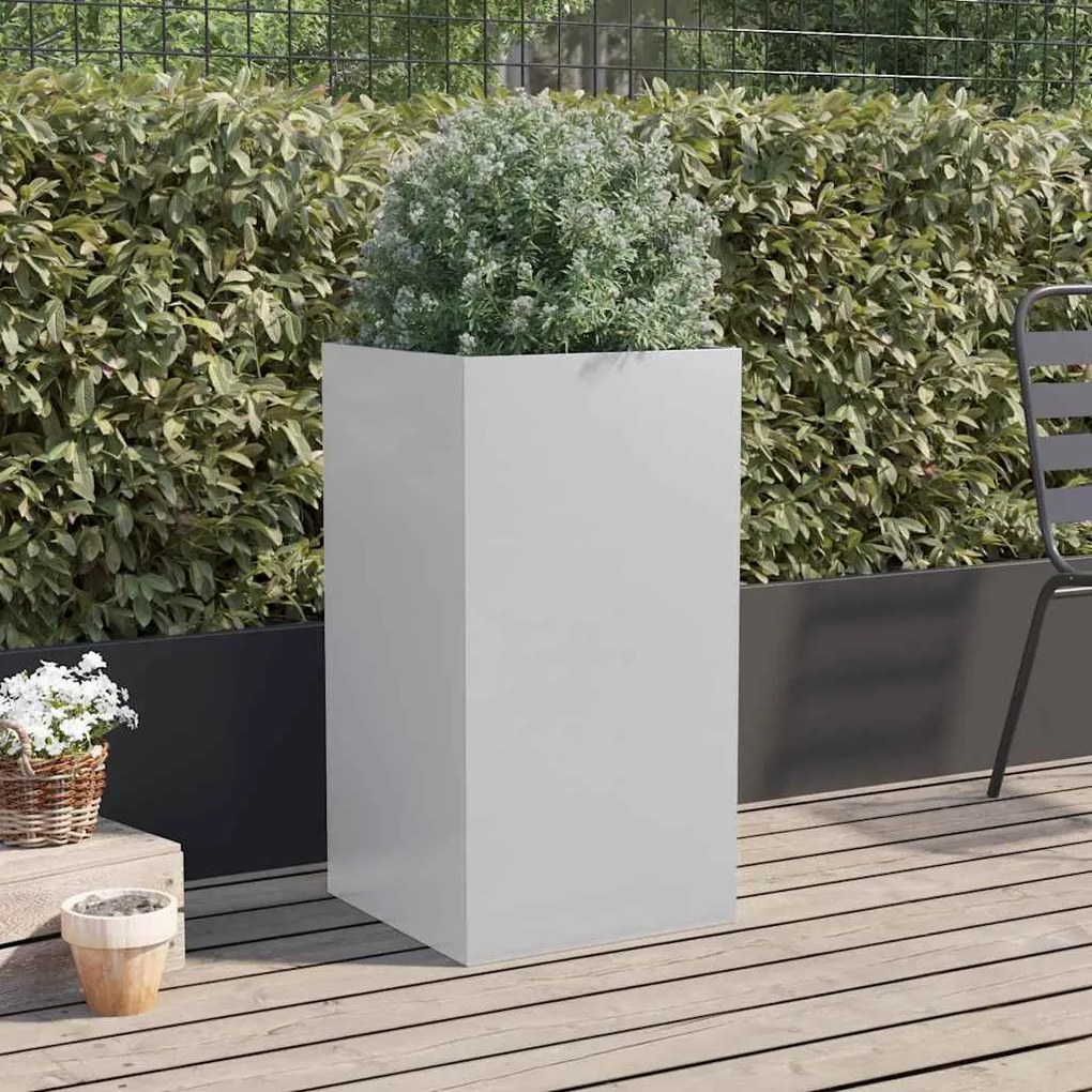 Vaso/floreira 42x38x75 cm aço galvanizado prateado