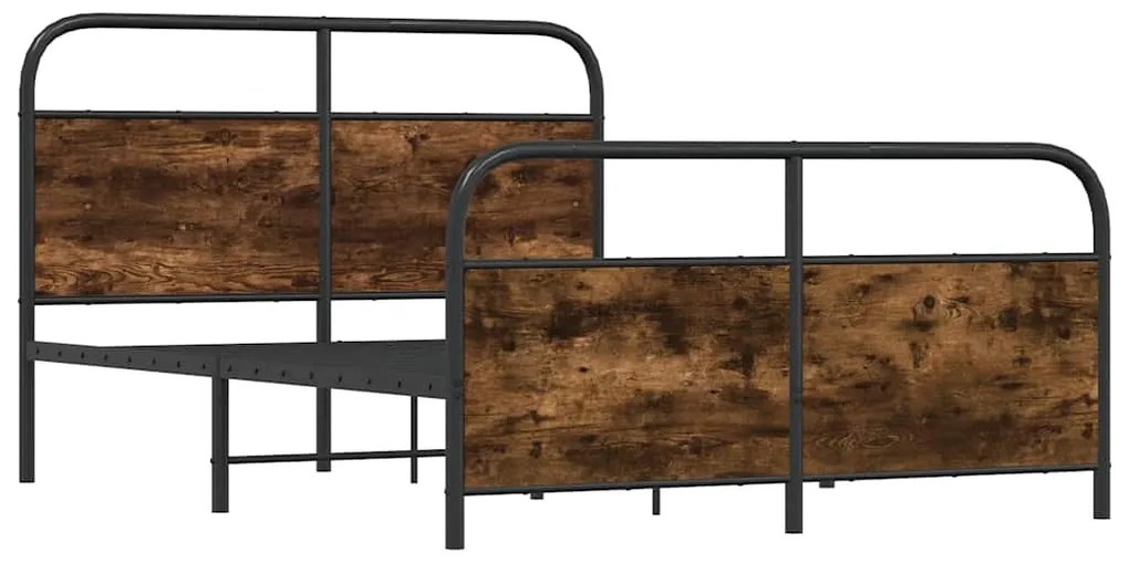 Estrutura de cama sem colchão 140x190 cm metal carvalho fumado