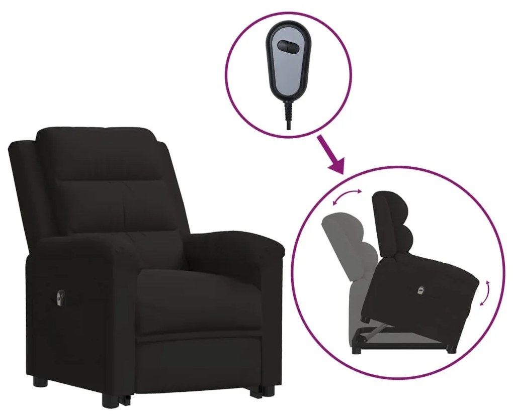 3098301 vidaXL Poltrona elevatória veludo preto