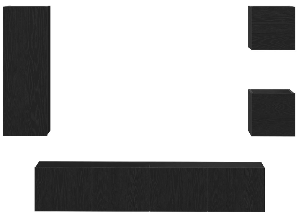 Conjunto de 5 Peças de Gabinete para TV vidaXL Carvalho Preto Madeira