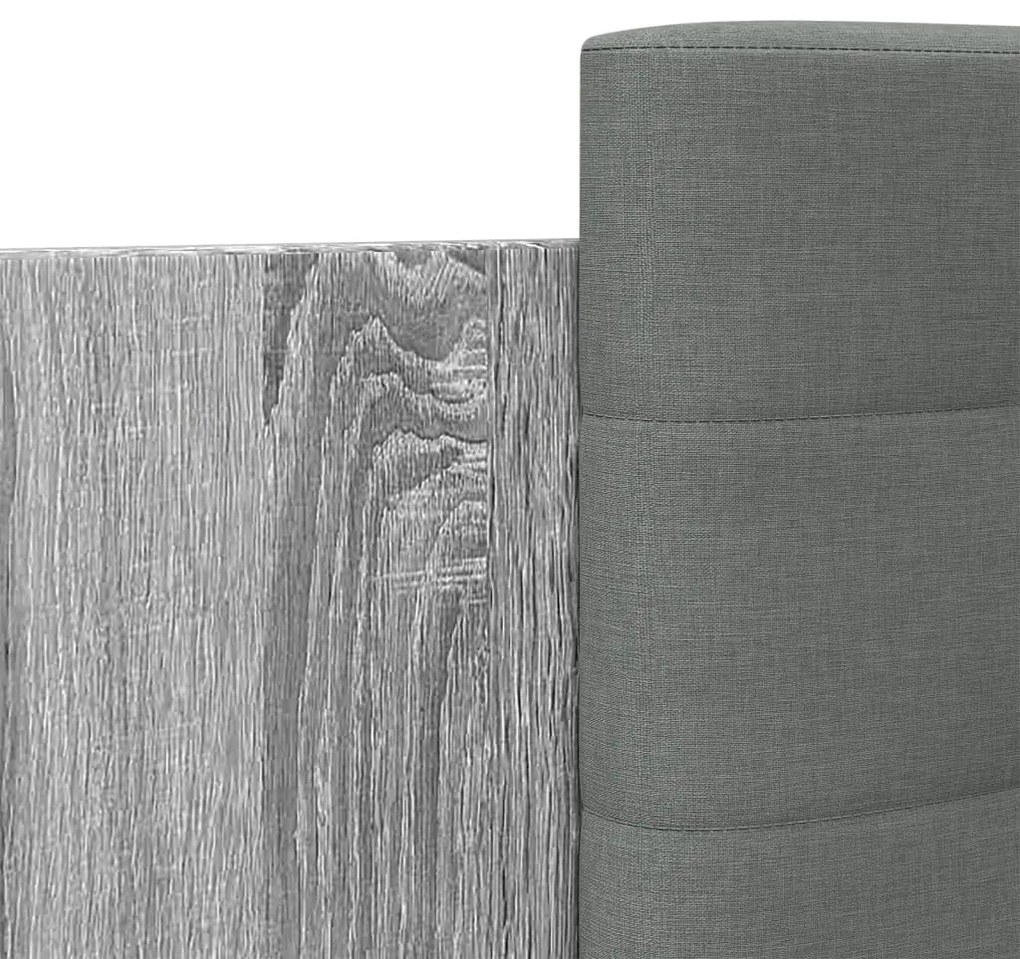 Estrutura de cama c/ cabeceira/luzes LED 120x190cm cinza sonoma