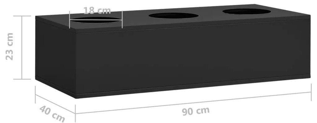 Armário de escritório c/ floreira 90x40x125 cm aço antracite