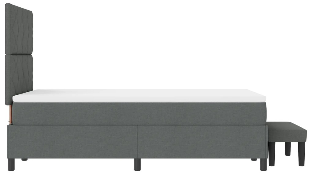 Cama Box Spring com Colchão e Banco Cinza Escuro 120x190 cm Tecido