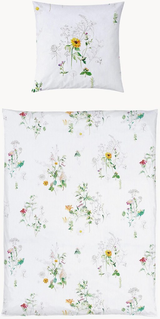 Conjunto de roupa de cama em cetim de algodão Nature Stripe