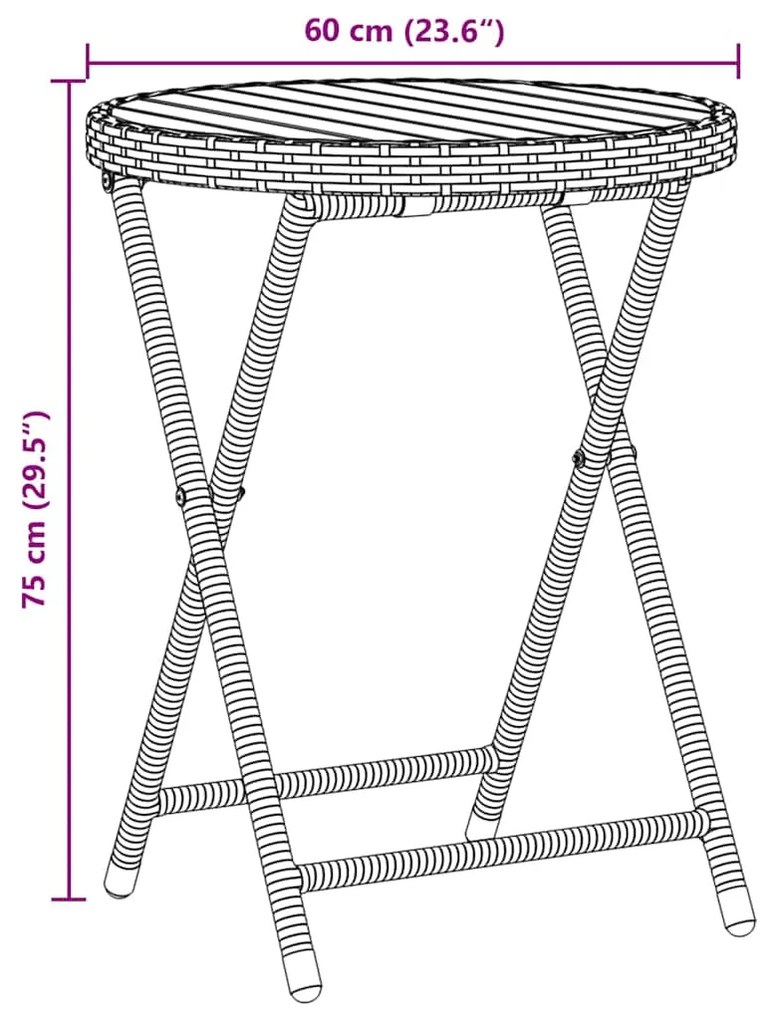 Conjunto de Bistro de Jardim de 3 Peças com Almofadas Cinzento em Ratt