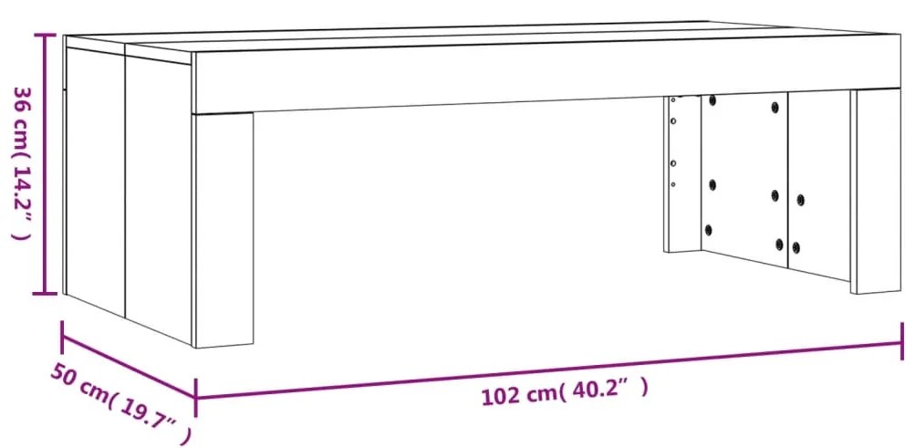 Mesa centro 102x50x36 cm derivados de madeira carvalho castanho