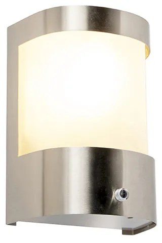Candeeiro de parede exterior em aço inoxidável com sensor crepuscular - Mira Country / Rústico
