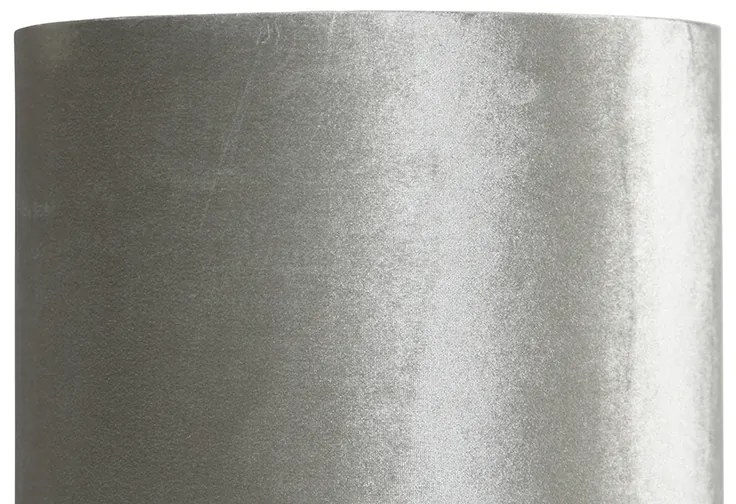 Candeeiro de pé moderno preto com cúpula cinzenta em veludo - Rich