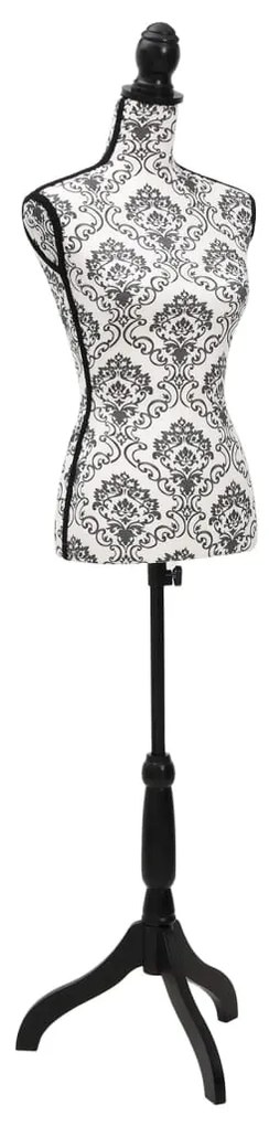 vidaXL Busto manequim de senhora preto e branco