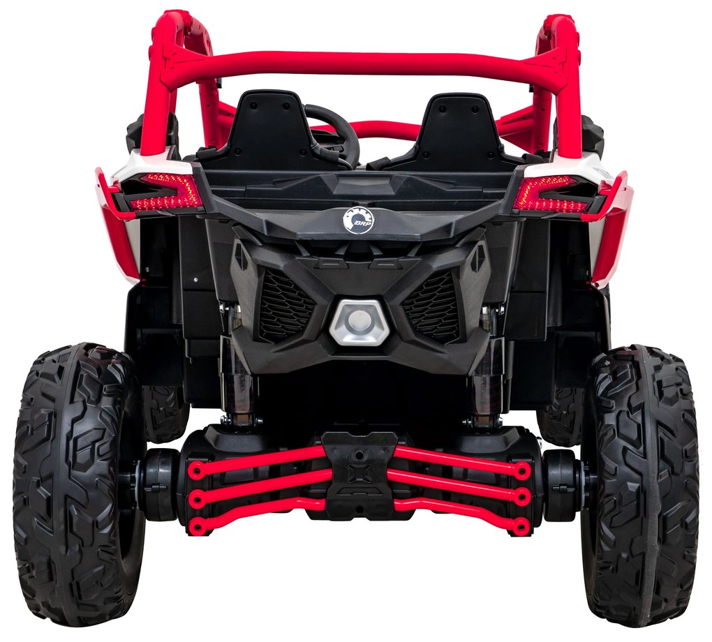 Carro elétrico para Crianças 24V 4x200W 2 Lugares, Buggy Can-Am Maverick Turbo RR Rodas de EVA, Assento de couro Vermelho