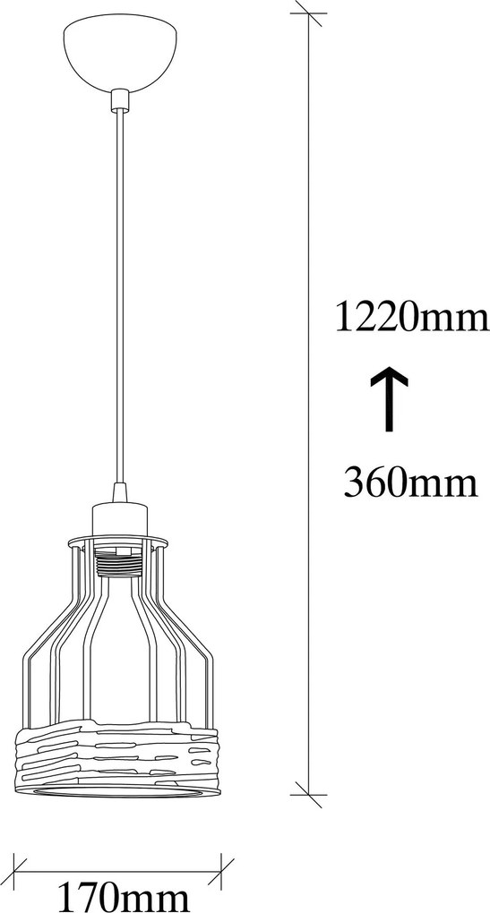 Candeeiro Fiko – Preto – 17 cm de Diâmetro, Altura Ajustável até 127 c