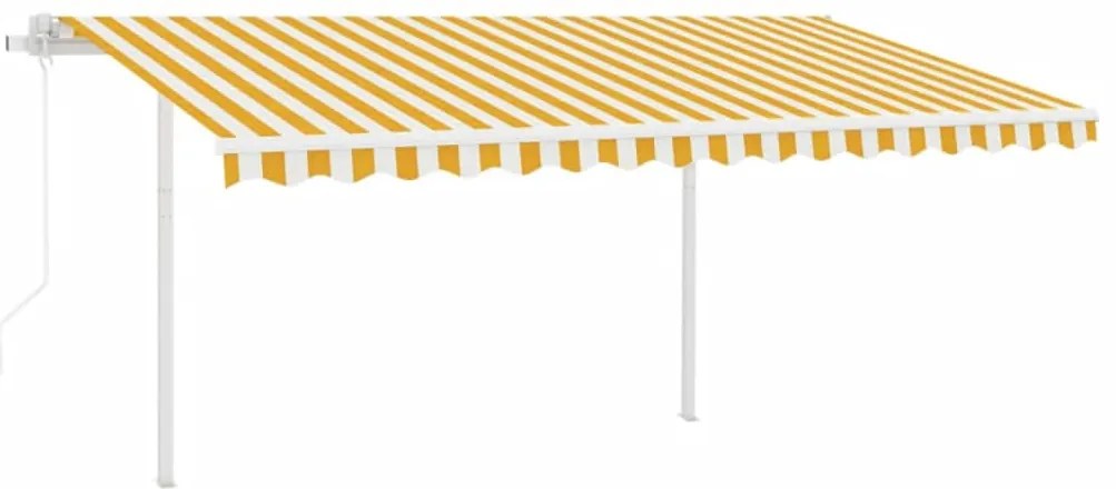 Toldo retrátil automático com postes 4,5x3 m amarelo e branco