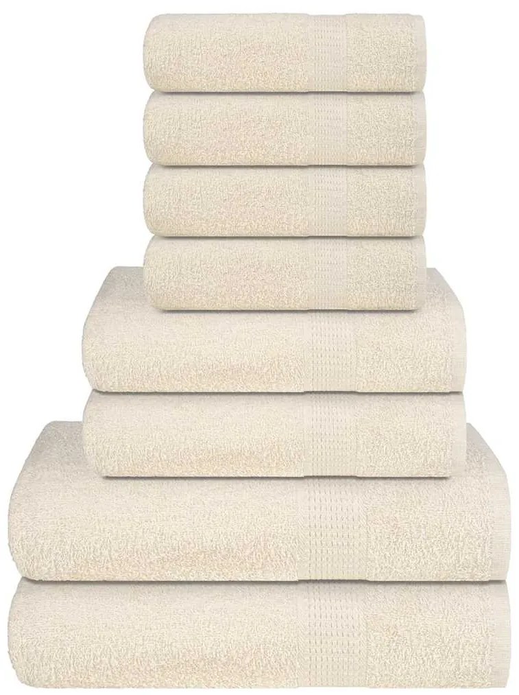 vidaXL 8 pcs Conjunto de toalhas FROGN 100% algodão creme