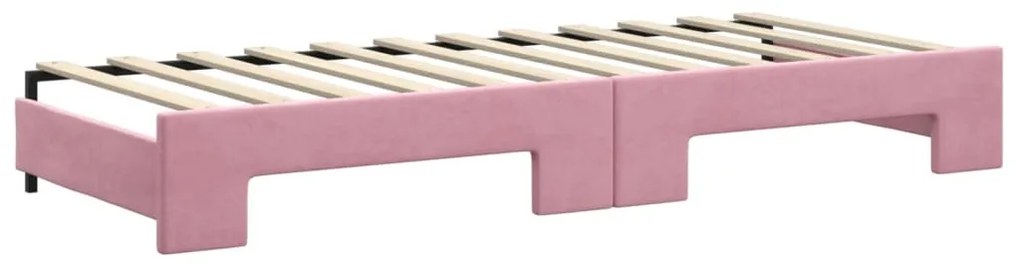 Sofá-cama com gavetão e gavetas 80x200 cm veludo rosa