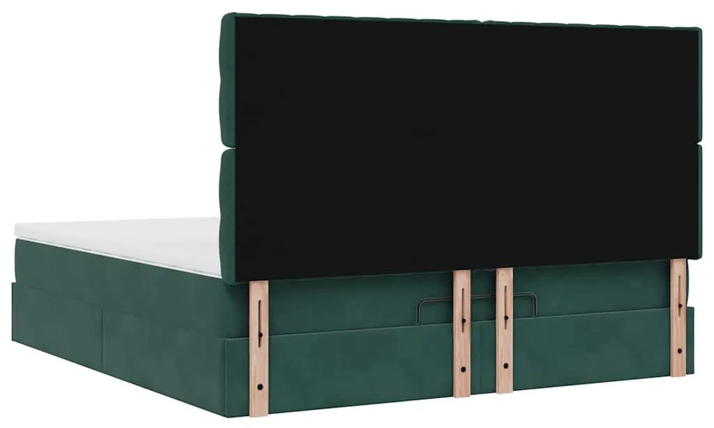 Estrutura de cama otomana com colchão verde escuro veludo
