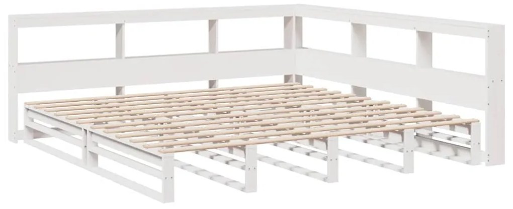 Cama com estante sem colchão 180x200 cm pinho maciço branco
