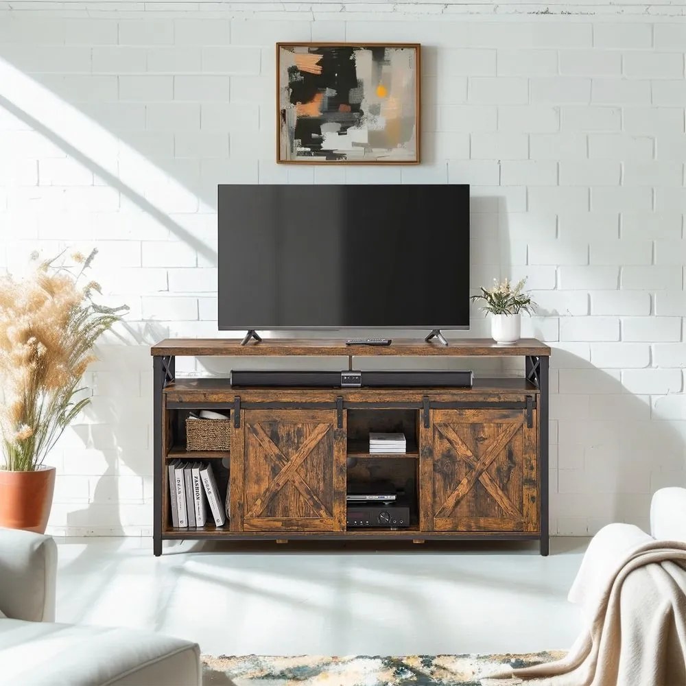 Móvel TV estilo casa de campo 40 x 147 x 76 cm Castanho Vintage -preto