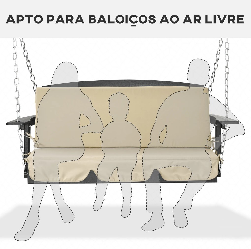 Almofada para Baloiço de 2 Peças Almofada para Baloiço de Assento e Encosto Acolchoado 130x45x5 cm Bege