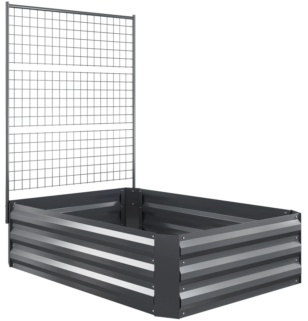 Outsunny Caixa de Plantio de Aço Galvanizado com Treliça para Plantas Trepadeiras e Fundo Aberto 80x115x125 cm Cinza Escuro | Aosom Portugal