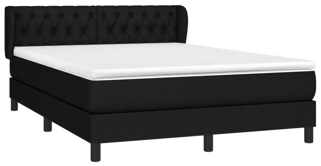 Cama com molas/colchão 140x190 cm tecido preto