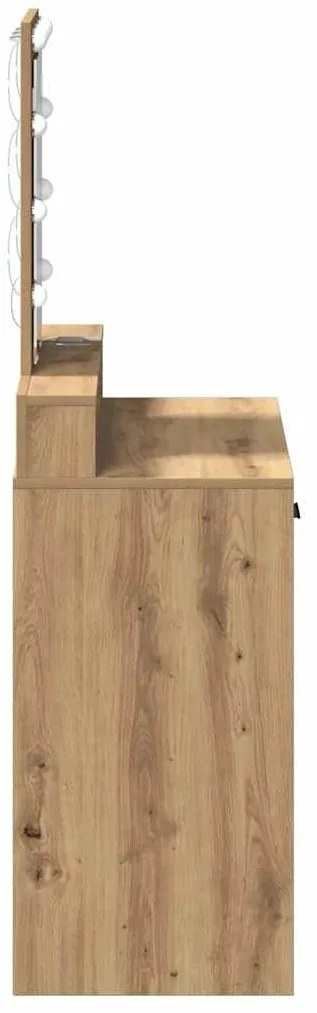 Mesa de Maquiagem vidaXL com Luzes LED Carvalho Artisan 79x41x140 cm