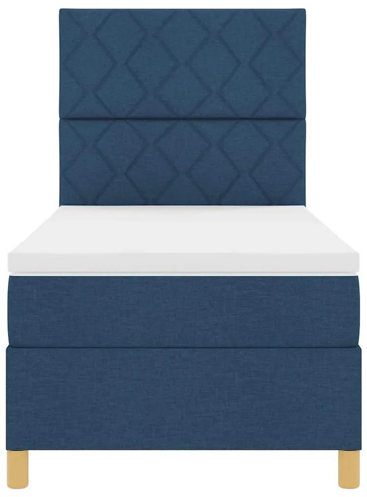 Cama Box com Colchão &amp; LED Azul 90x200 cm Tecido