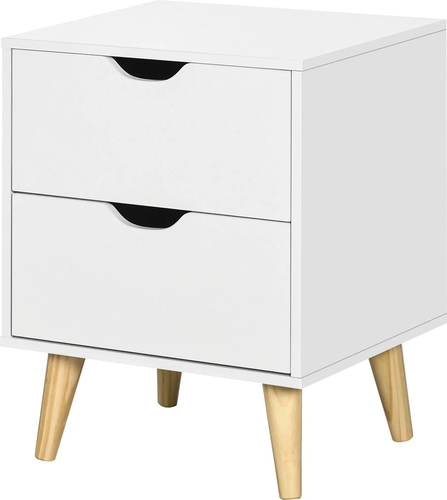 Mesa de cabeceira com 2 gavetas, estilo escandinavo, para quarto ou sala de estar, 40 x 35 x 50,5 cm, branca