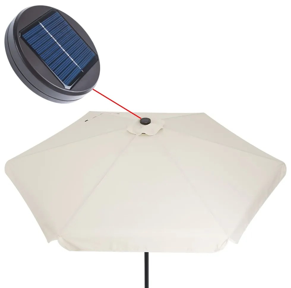Guarda-sol LED Atenas com proteção (BASE NÃO INCLUIDA) UV 80+ Ø330 x 269 cm Creme