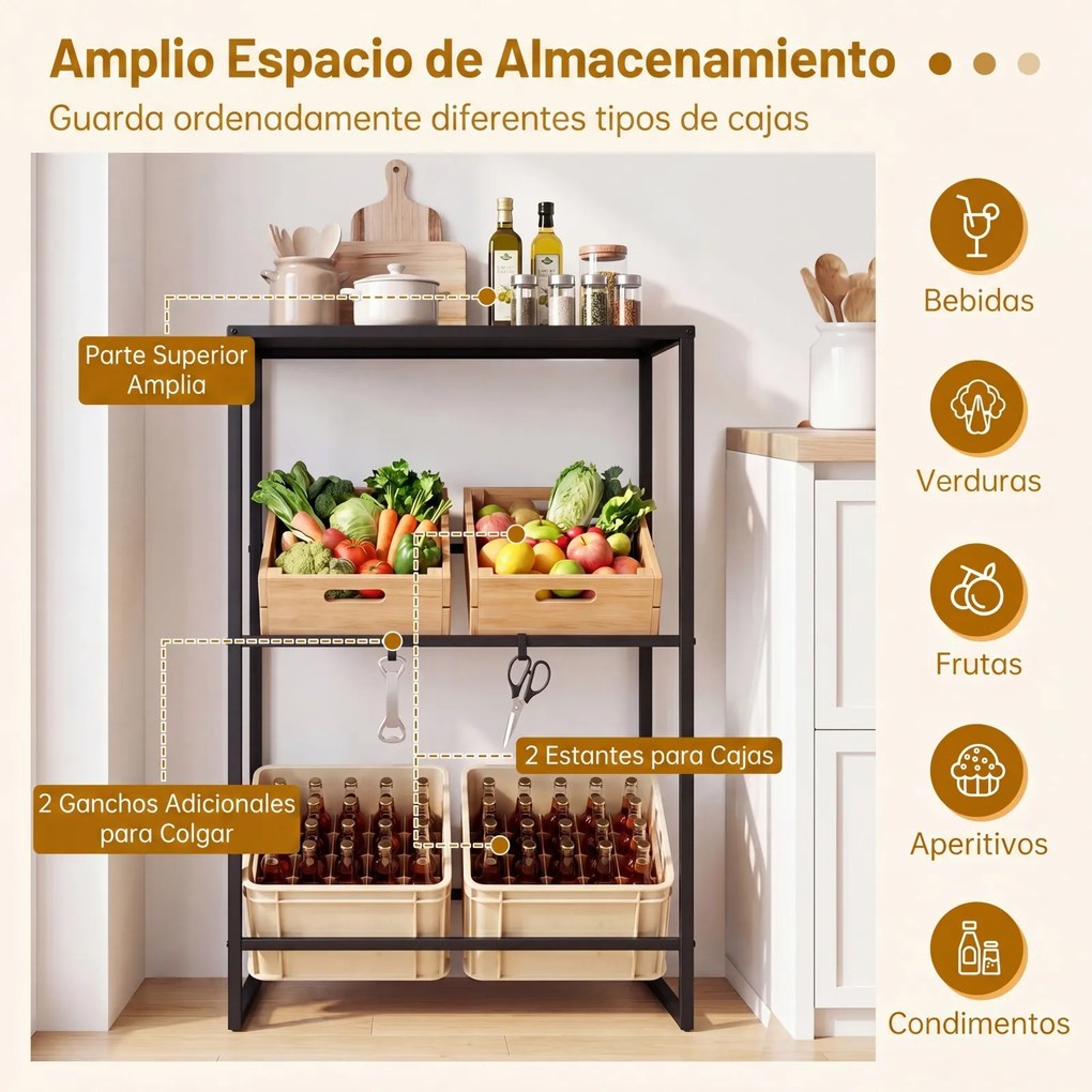 Estante para Caixas de Armazenamento, 69,5 x 32 x 112 cm, Inclinação Ajustável em 3 Posições, Preto