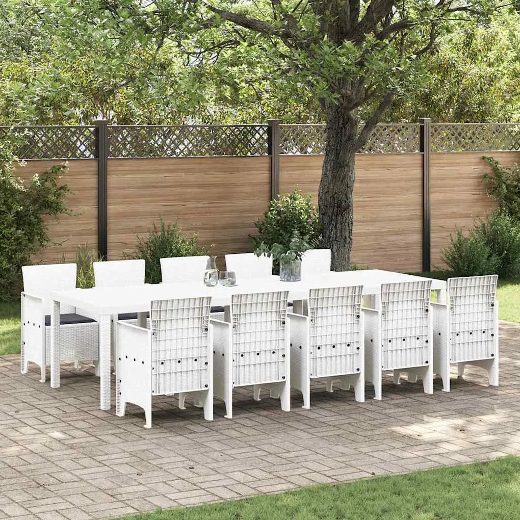 vidaXL Conjunto de Jantar para Jardim 11 pcs Branco Grande