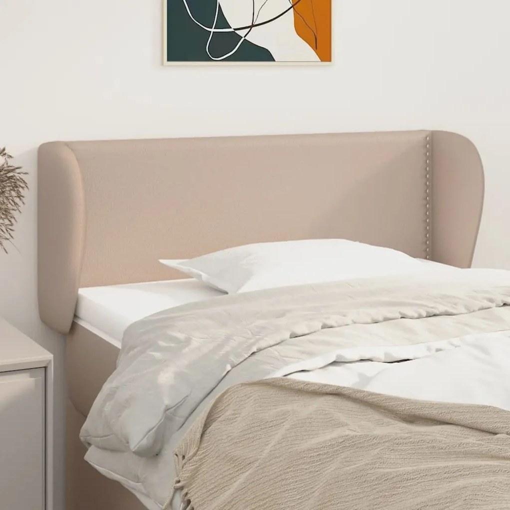 Cabeceira cama abas couro artificial 93x23x78/88 cm cappuccino