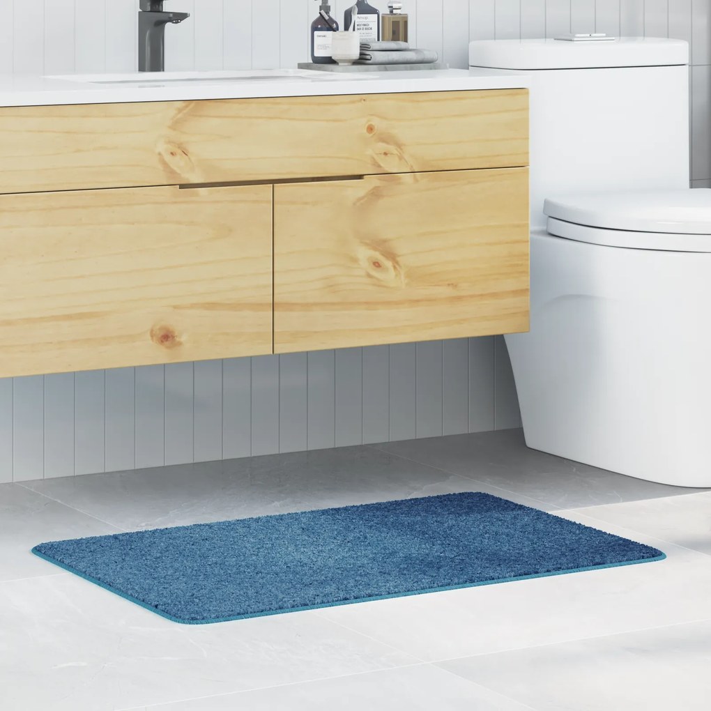 Tapete de Banho Retangular Azul 60x90 cm Polipropileno Antiderrapante